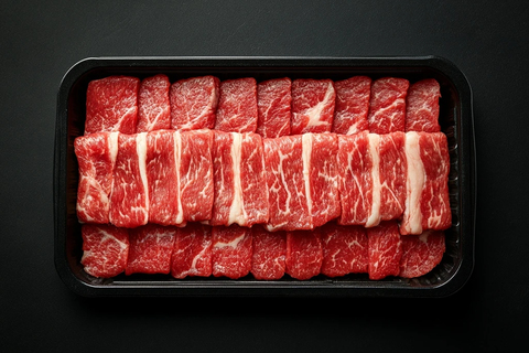 韩牛薄片整齐排列