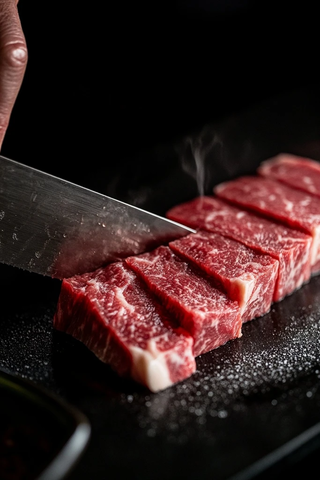 厨师切割优质和牛牛肉