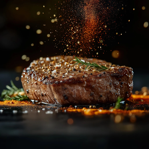 香料环绕的牛排盛宴