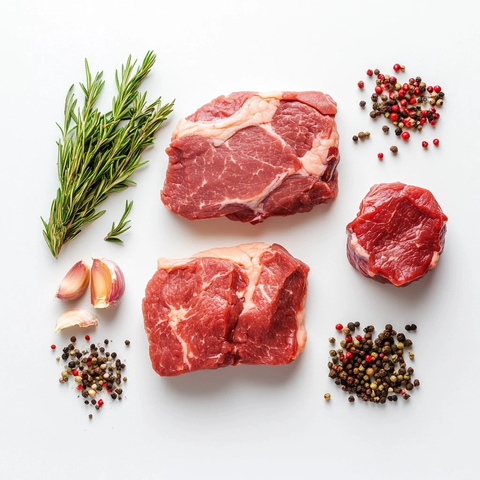 牛肉猪肉平铺摄影