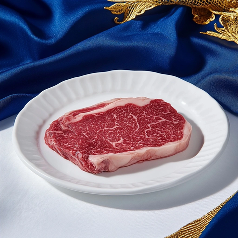 白瓷盘整块和牛生肉