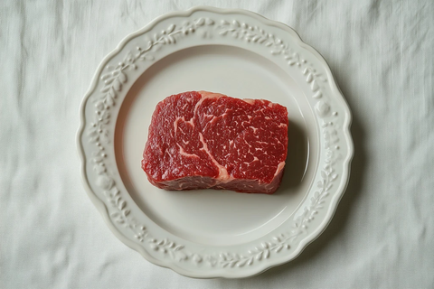 生和牛排白色餐盘