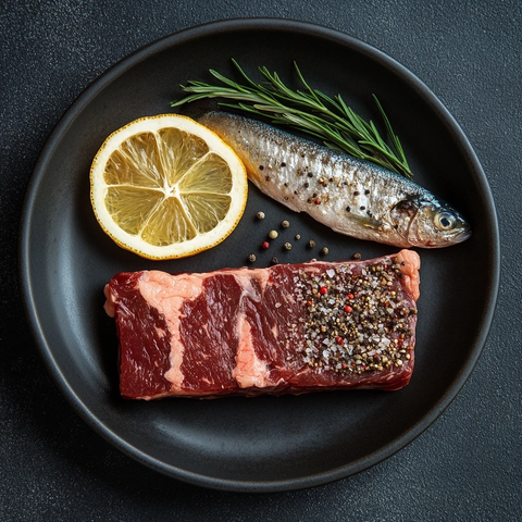 牛排与鱼片双拼