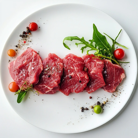 新鲜牛肉白底无脂生肉