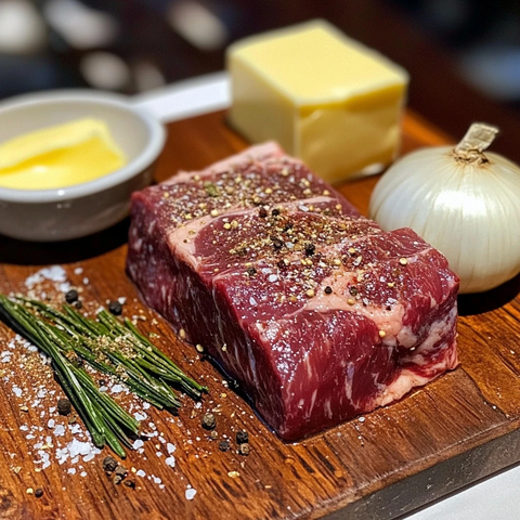 生肉与洋葱黄油香料