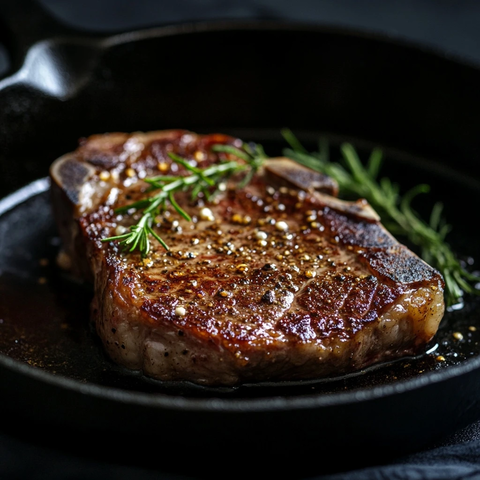 烤制牛排铸铁锅烹饪