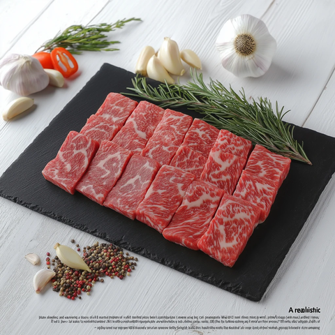 黑板牛肉配香草点缀