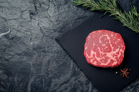 炭烧和牛切片顶视图