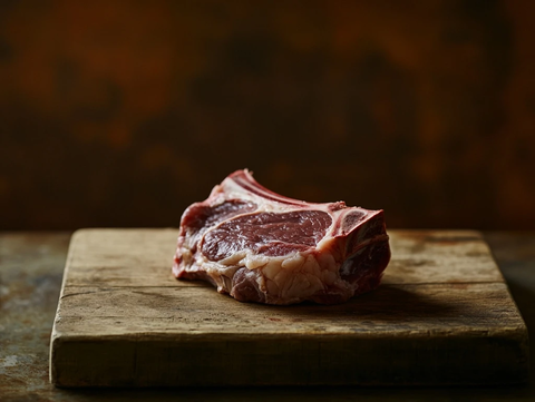 牛骨髓肉片放在木板上