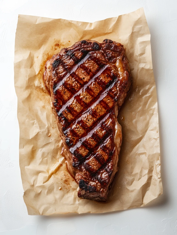 烤牛排铺棕色纸