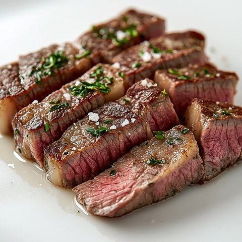香草盐调味切片牛排