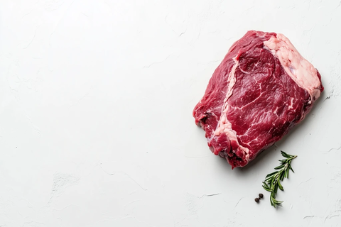 生牛肉片铺白背景
