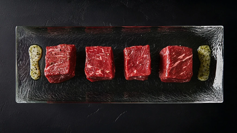 长方玻璃板摆五牛排