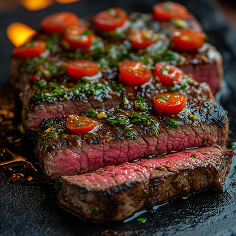 烤牛肉片石板与香辣酱