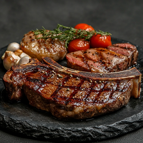 骨牛排猪排博肉香肠拼盘