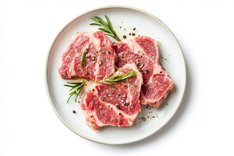 香草油腌猪肉牛排展示