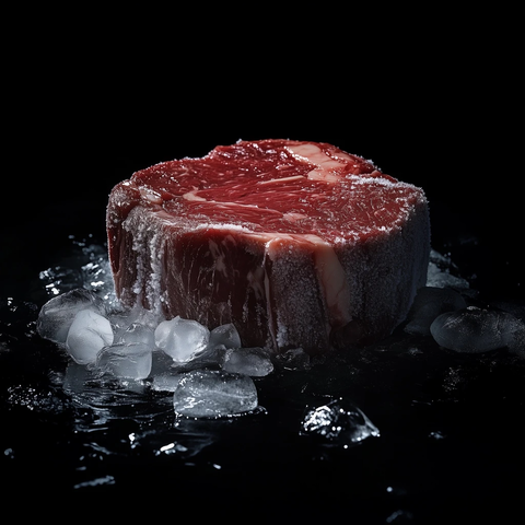 冰冻牛排黑背景摄影