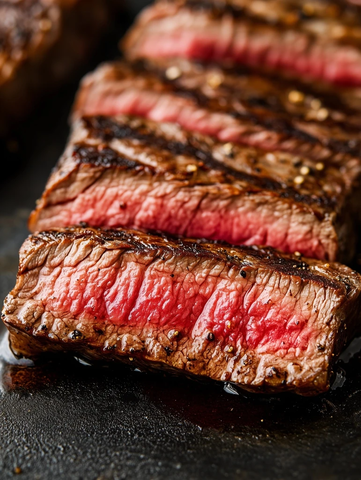 薄切中稀牛排特写