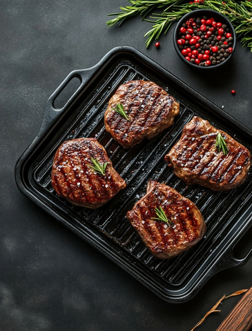 桌面烤牛排顶视图留白