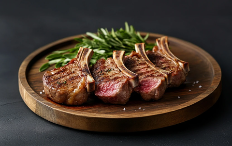 木板上的切片羊排