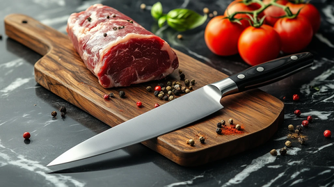 刀具与肉品木板静物