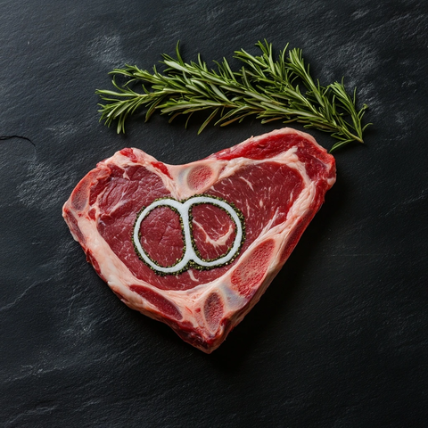 生肉片平铺黑色背景