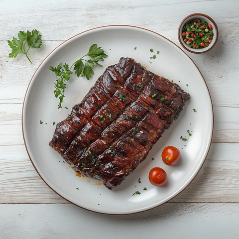 白木桌上的烤牛腩