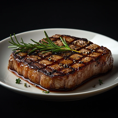 深白牛排盘子特写