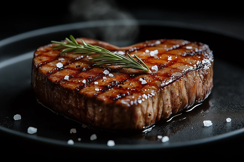 心形牛排配迷迭香细盐