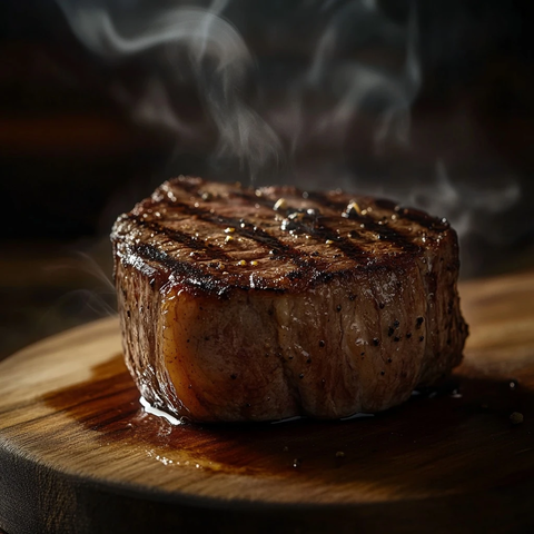 炭烤牛排冒烟木板