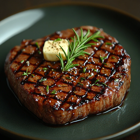 烤牛排配大蒜黄油和香草