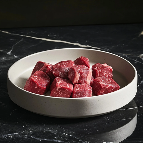 牛排切片白瓷盘摆盘