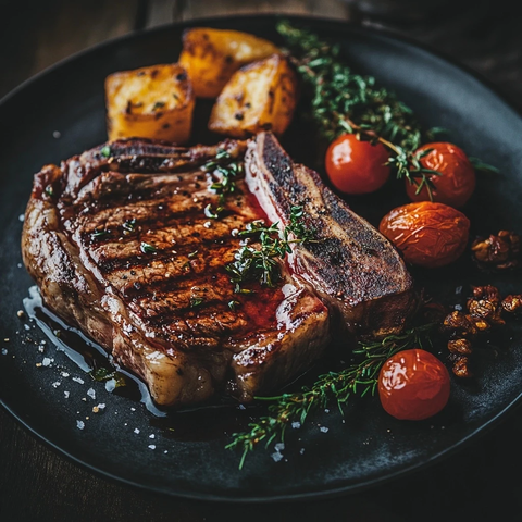 巨大肋眼牛排与配菜