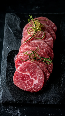 圆切牛肉片黑板装饰