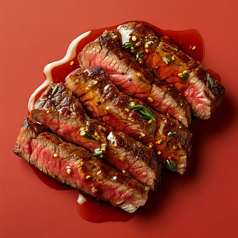 薄切牛排蜂蜜红背景