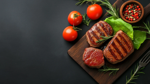 牛肉牛排香草蔬菜摆盘