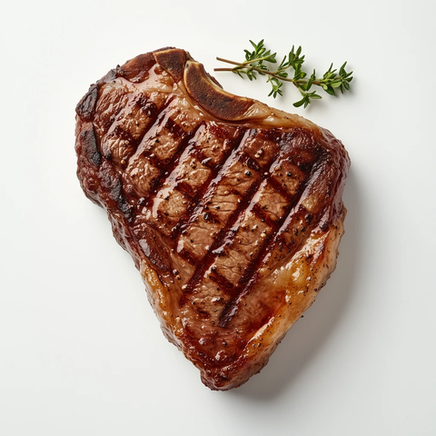 红褐色牛排配新鲜百里香