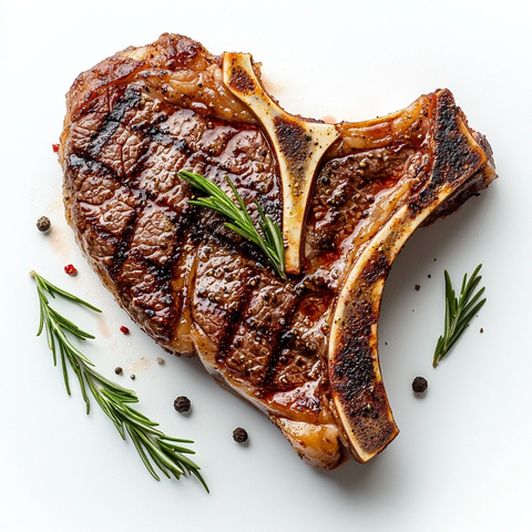 骨牛排顶部视角