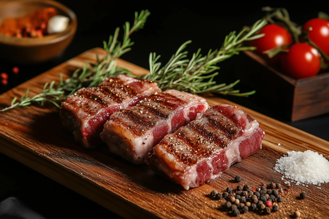 牛排香料木板餐桌