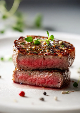 牛排前部特写光摄影