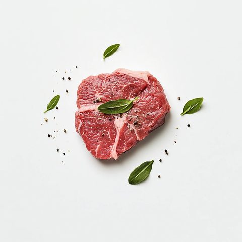 生牛排白背景产品摄影