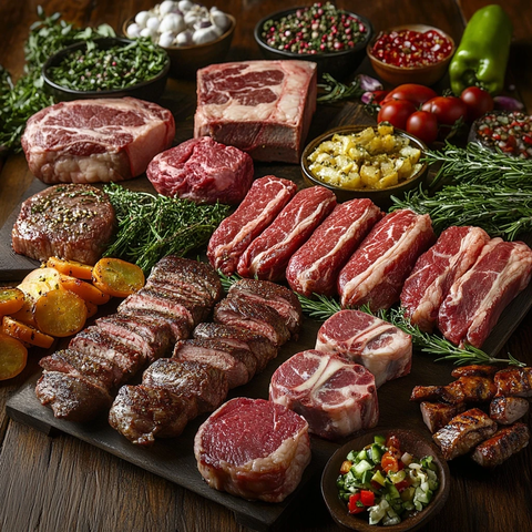 精选肉品展示多种烹饪风格