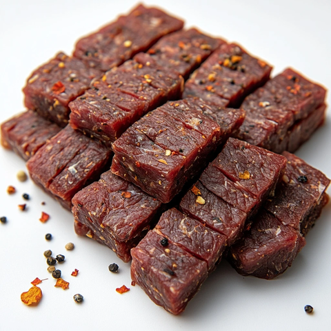 牛肉干整齐排列特写