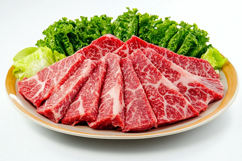 三角形牛肉片配生菜叶