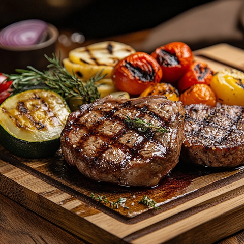 烤肉与蔬菜拼盘