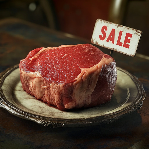 超逼真肉类与出售标志图