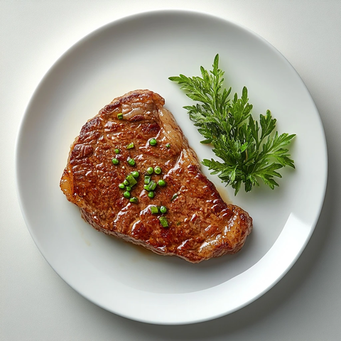 白色瓷盘中的炸牛排