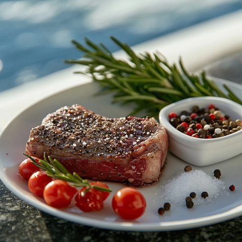 牛排配海盐黑胡椒与香草