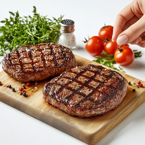 烤牛排与汉堡肉饼组合