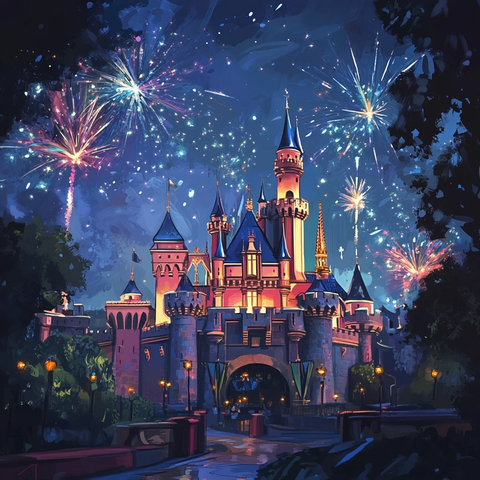 城堡夜景烟花秀